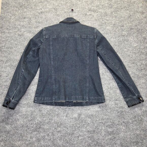 Jones New York Jacket Womens Small Blue Denim Beaded Button Up Pockets Signature - Picture 6 of 13